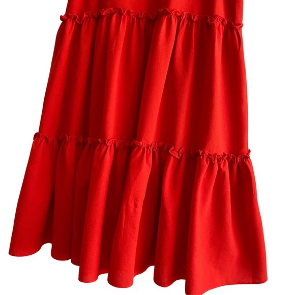 Anthropologie Elliatt Sonnet Red Ruffled Trapeze Ruffle Swing Dress Mock Neck, S - Picture 9 of 11